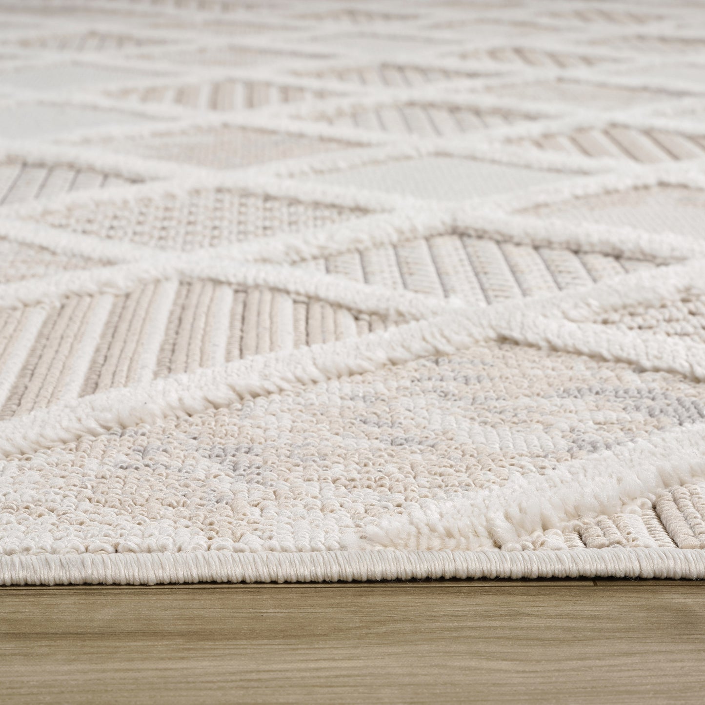 Liora Geometric Contemporary Cream and Beige Indoor Rug