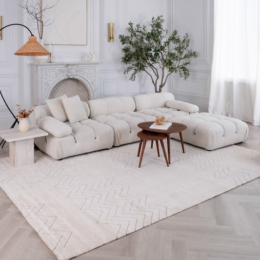 Kiva Chevron Modern Beige and Cream Indoor Rug