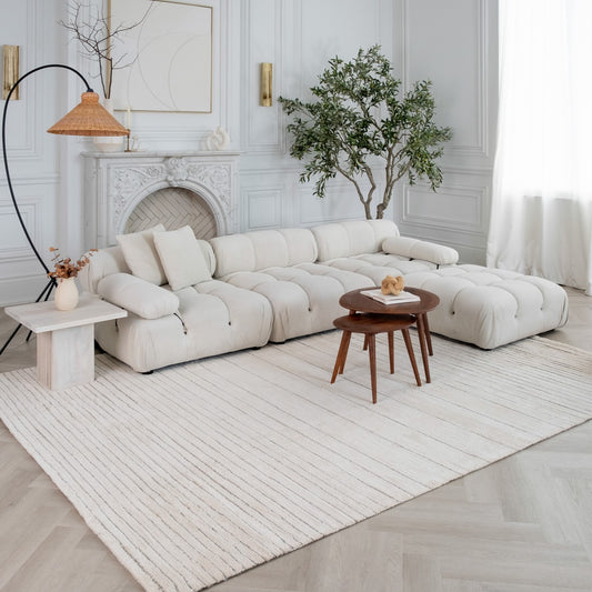 Sama Striped Modern Beige and Cream Indoor Rug