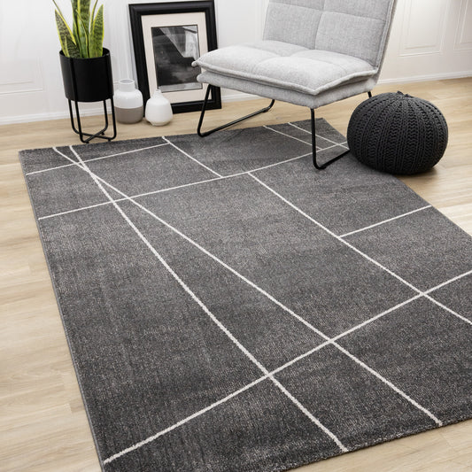 Contemporary Geometric Grey Area Rug