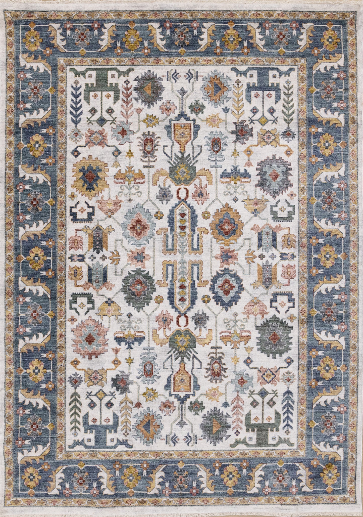 Classic Traditional Border Classic Cream Area Rug