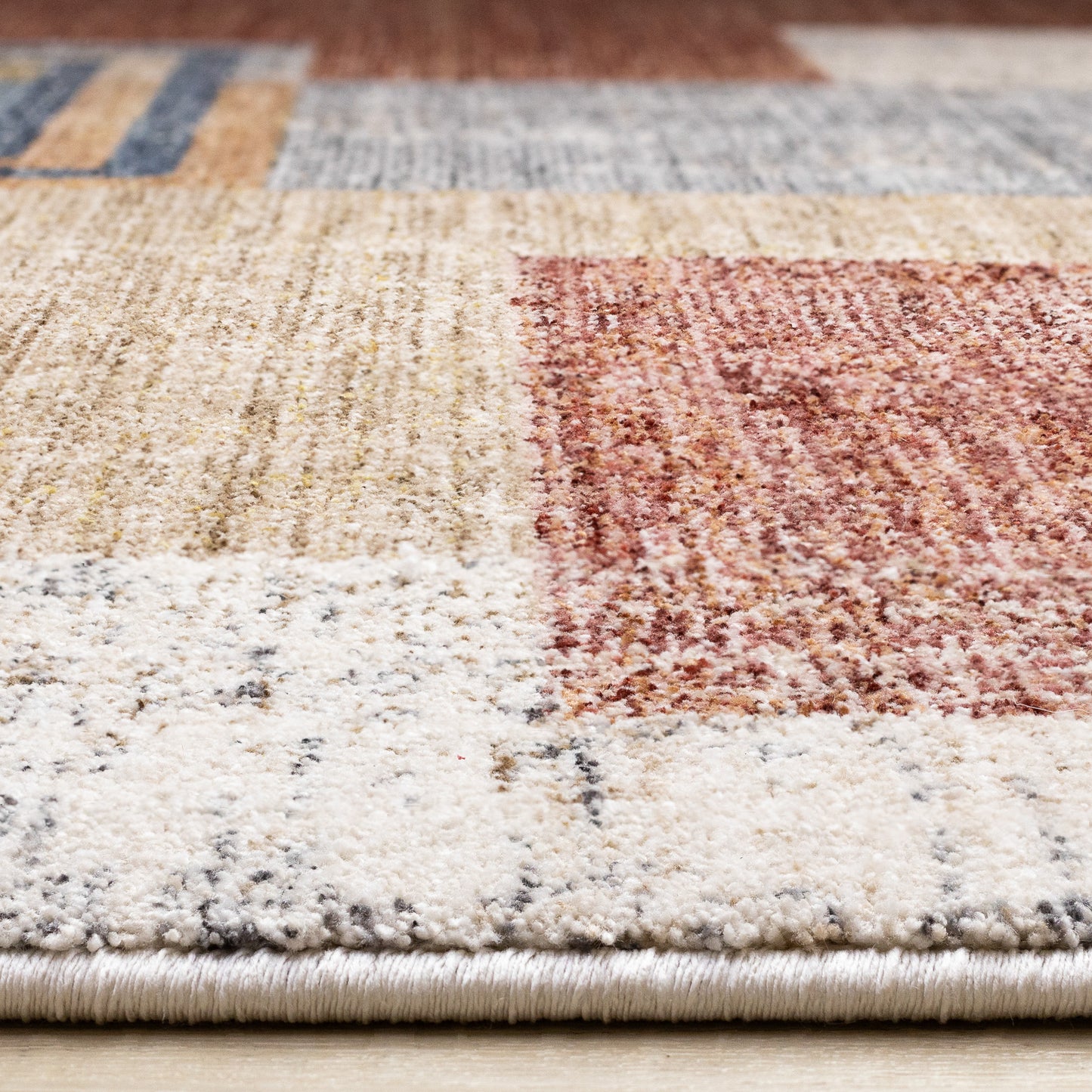 Contemporary Distressed Geometric White Area Rug