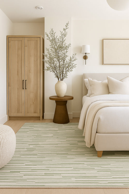 Riva Abstract Contemporary Green and Beige Indoor Rug