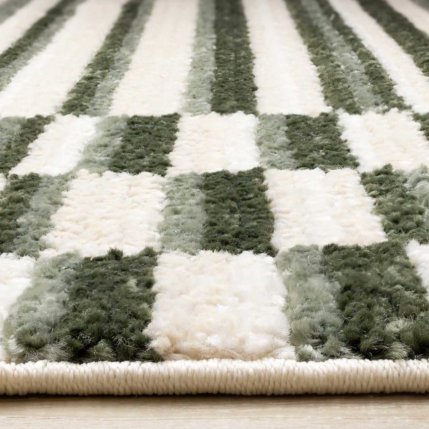 Contemporary Stripes Green Area Rug-9