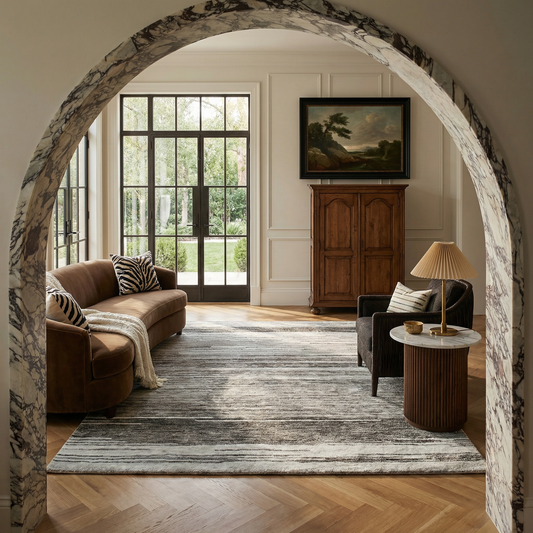 Esker Linear Abstract Contemporary Grey and Black Indoor Rug