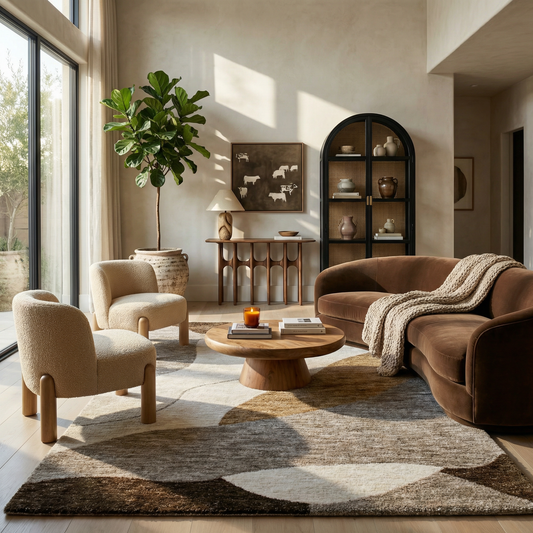 Eira Abstract Contemporary Beige and Brown Indoor Rug