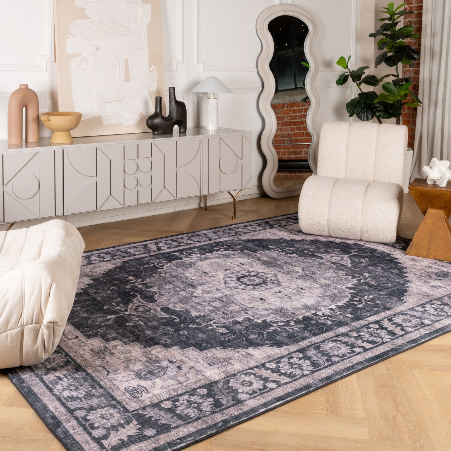 Tapis noir vieilli traditionnel Aruba