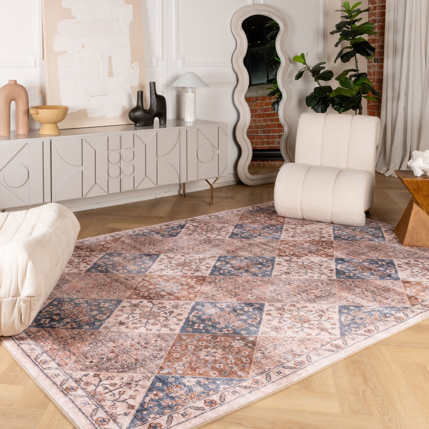 Tapis traditionnel marron vieilli Aruba