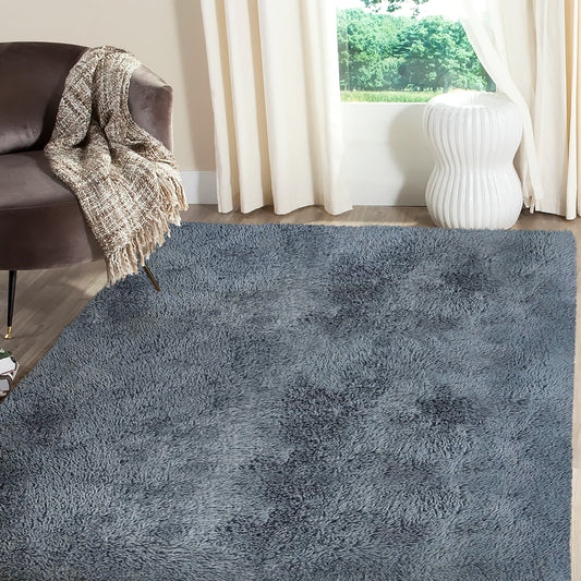 Alba Solid Contemporary Grey Plush Indoor Rug
