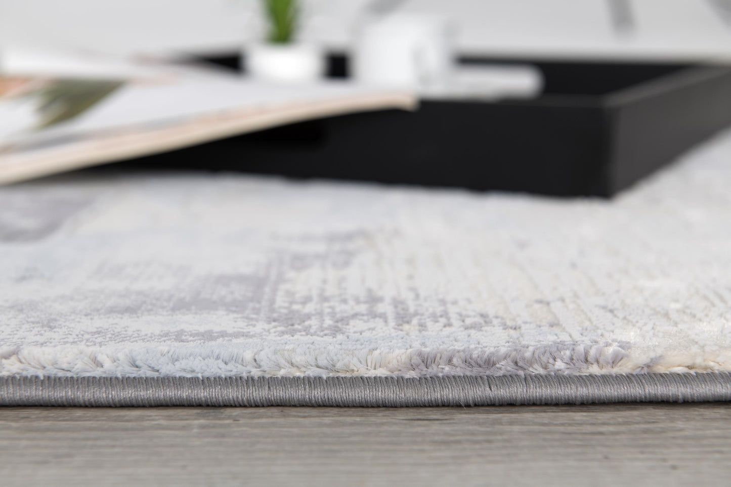 Orbis Abstract Contemporary Grey and Beige Indoor Rug