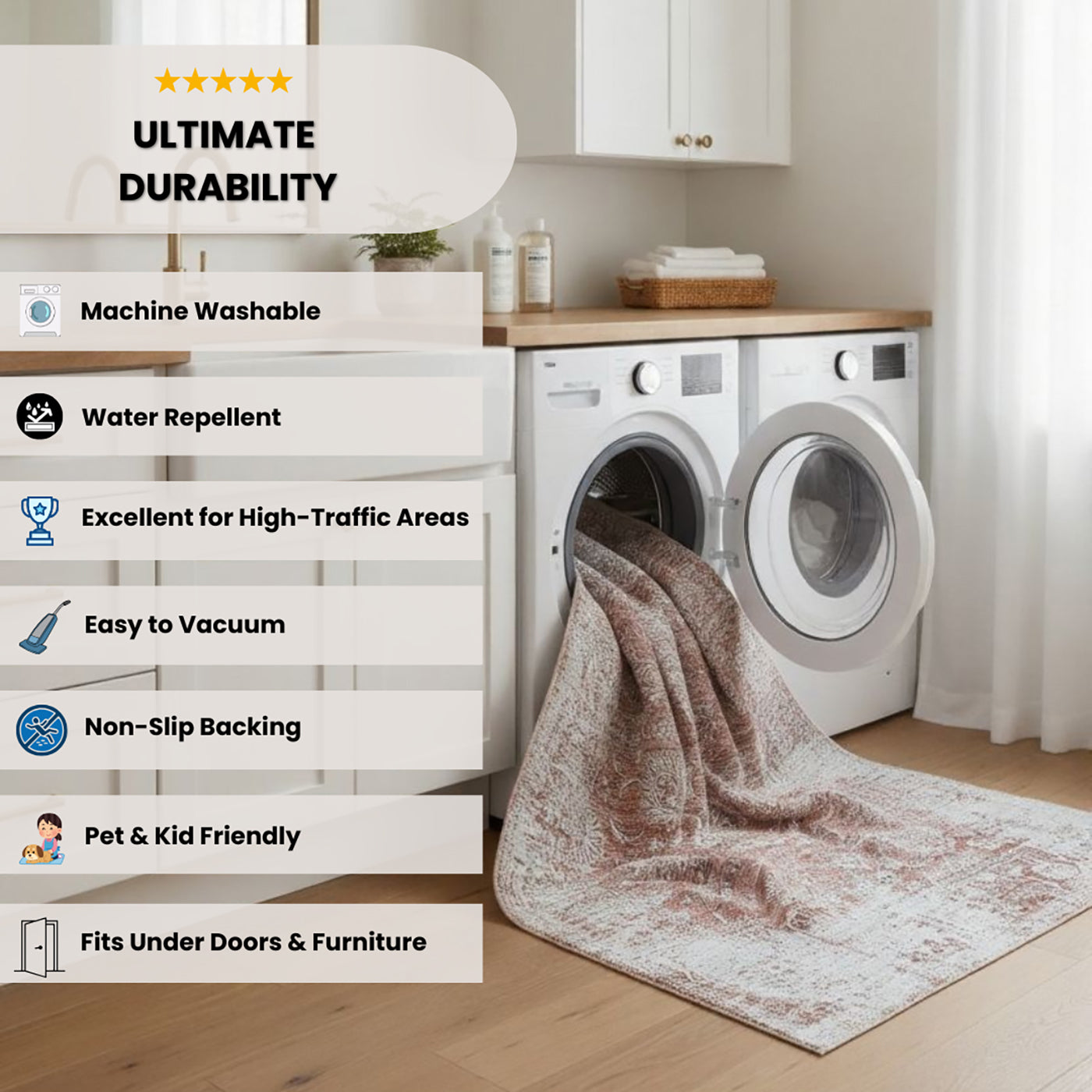 Samya Classic Floral Transitional Blue and Brown Indoor Rug