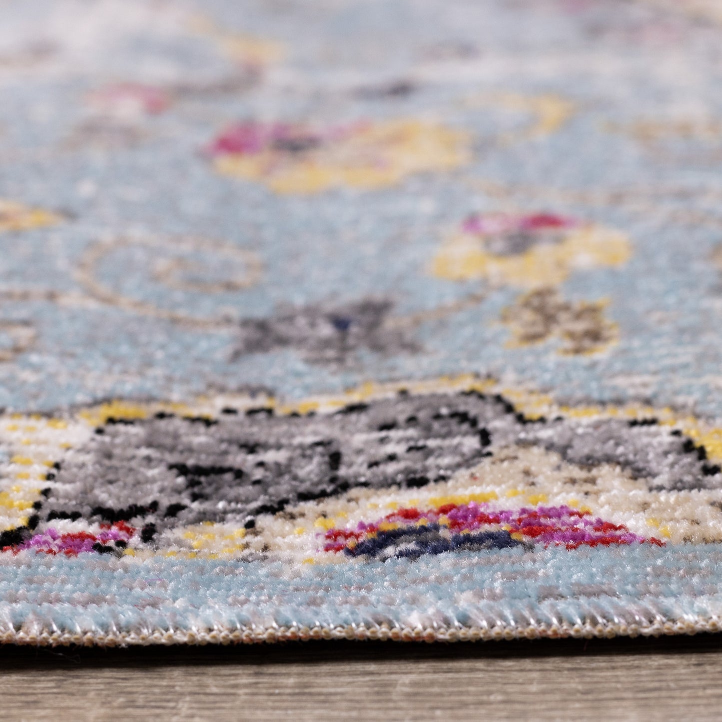 Contemporary Distressed Blue Area Rug-9