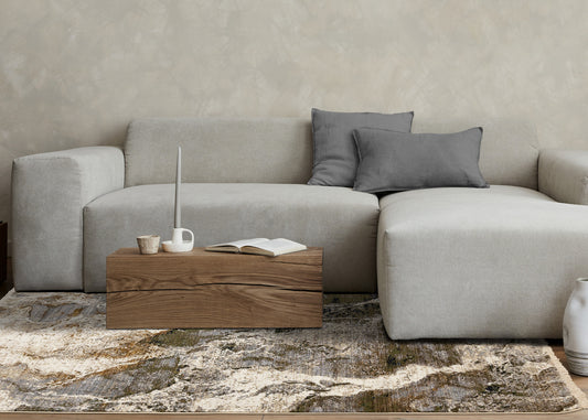 Contemporary Distressed Organic Cream Area Rug