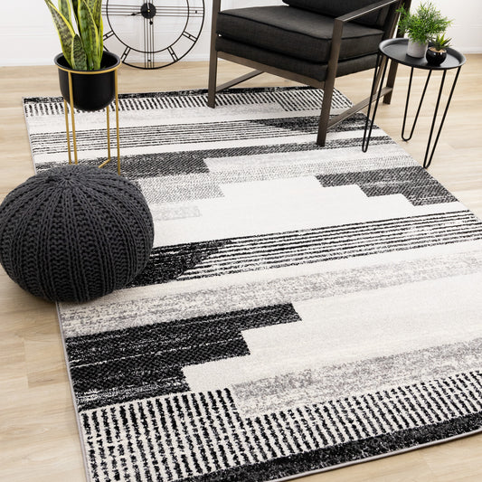 Contemporary Tribal Southwestern White Area Rug