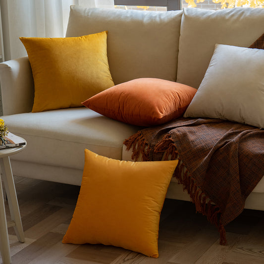 Soft Velvet Champagne Pillow with Insert & Cover