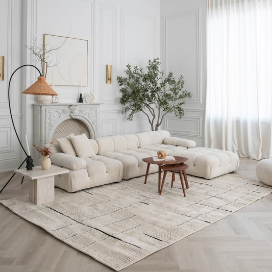 Roen Abstract Modern Green and Cream Indoor Rug