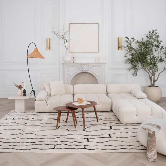 Aida Abstract Modern Cream and Black Indoor Rug