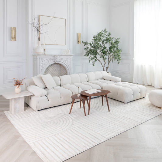 Arcus Geometric Modern Cream and Beige Indoor Rug