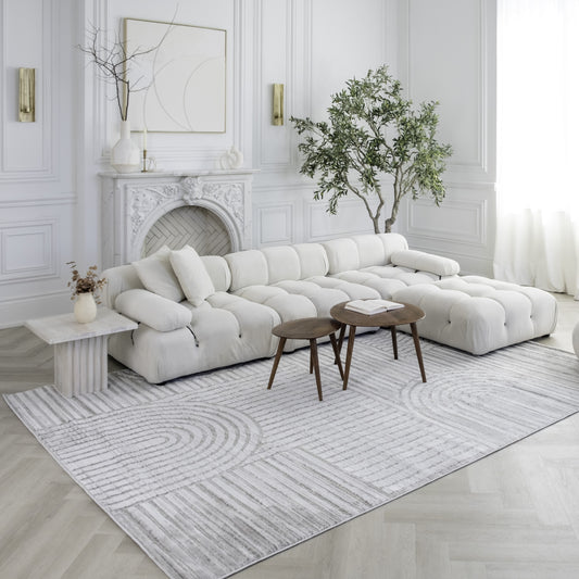 Arcus Geometric Modern Grey and Beige Indoor Rug