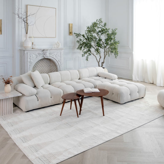 Vellum Chevron Contemporary Cream and Beige Indoor Rug