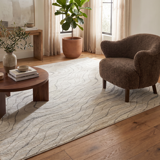Alfombra de interior Arcus geométrica moderna color crema y beige
