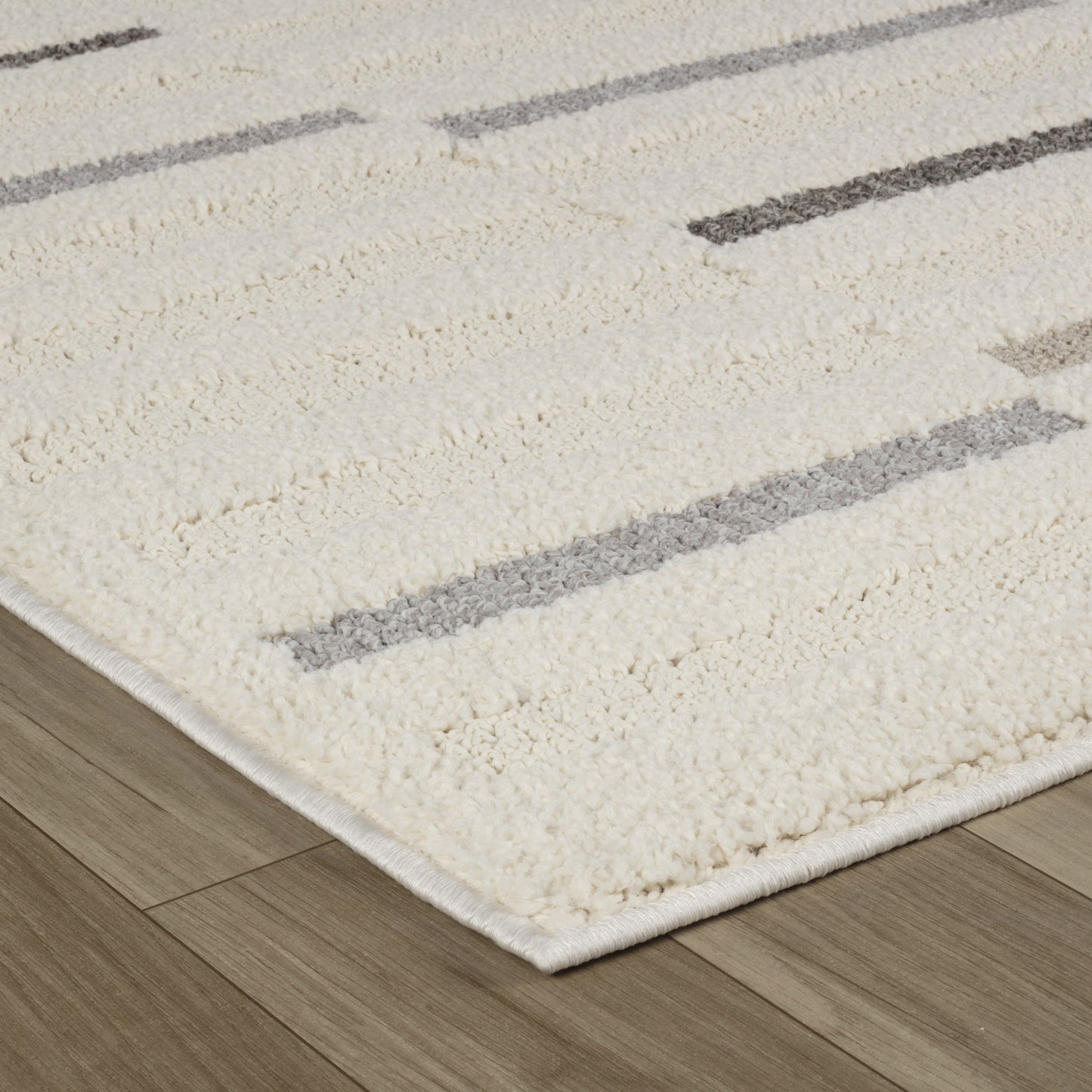 Alva Striped Contemporary Cream and Grey Indoor Rug