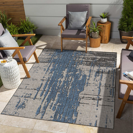Khat Abstract Contemporary Blue,Beige Indoor Rug-2
