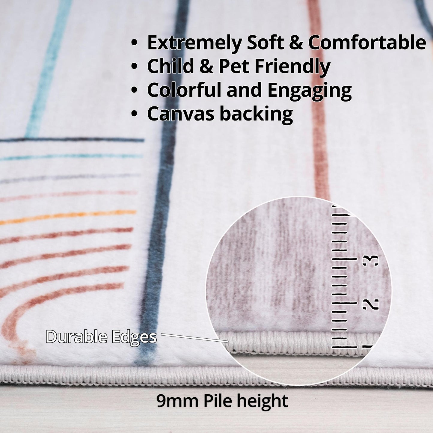 Lino Rainbow Modern Blue and Pink Indoor Rug