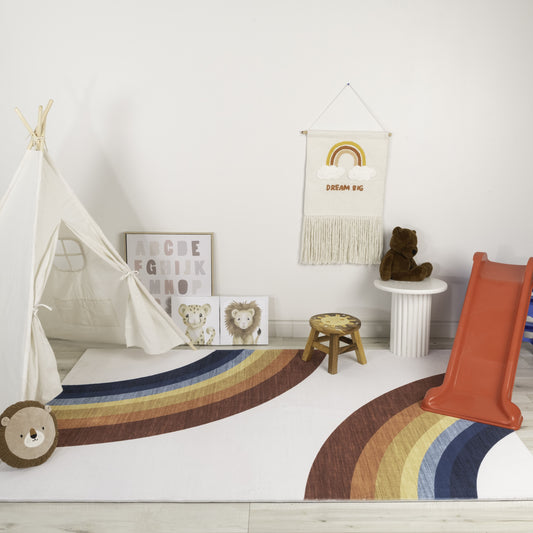 Marlow Rainbow Modern White Indoor Rug
