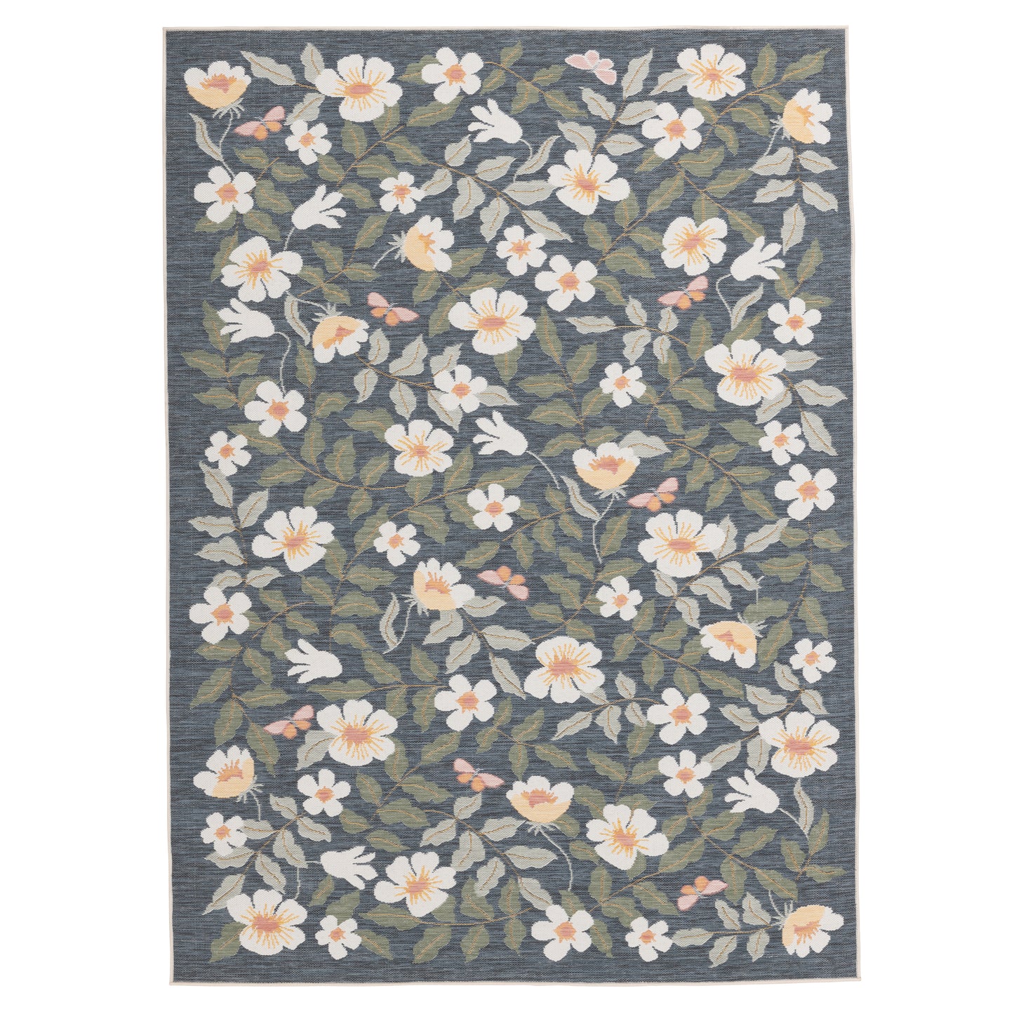 Floral Modern Blue and Multi Outdoor Rug