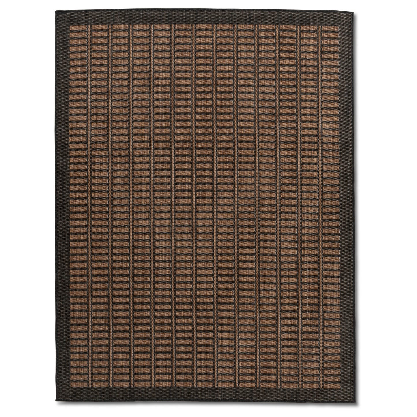 Floral Modern Brown and Black Outdoor Rug