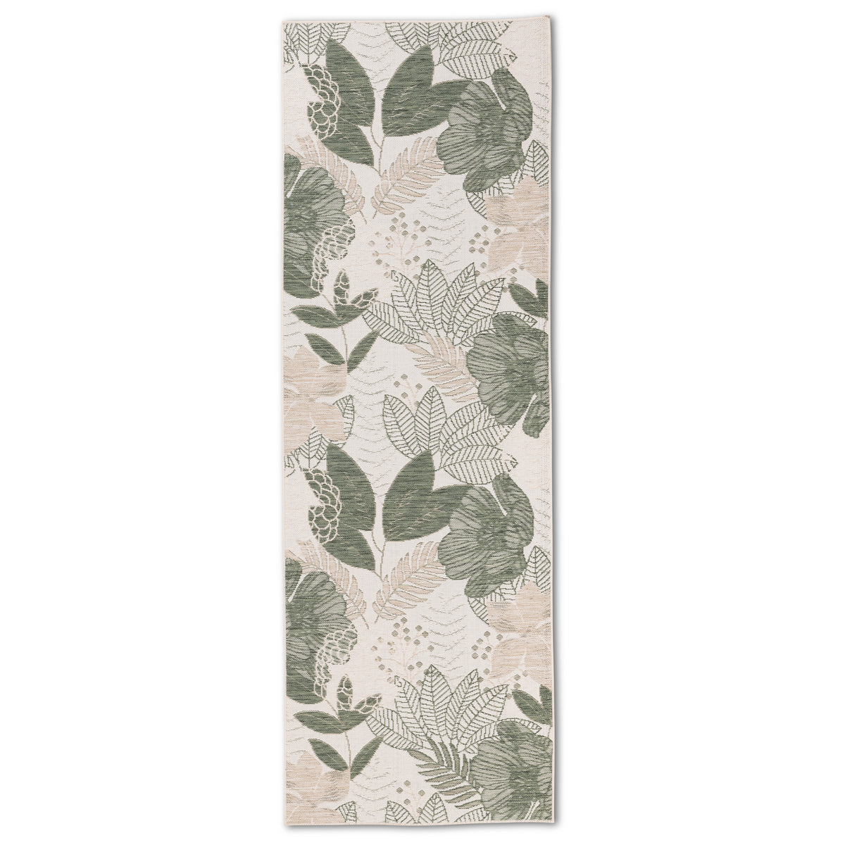 Floral Modern Green and Ivory Outdoor Rug