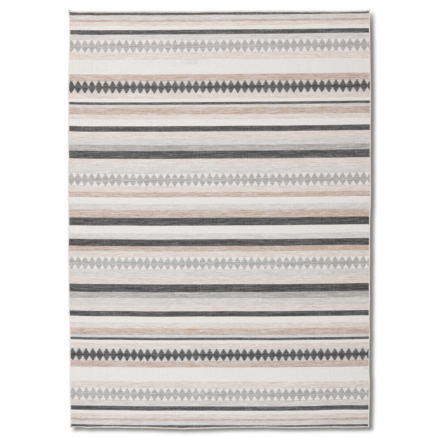 Boho Modern Black and Beige Outdoor Rug