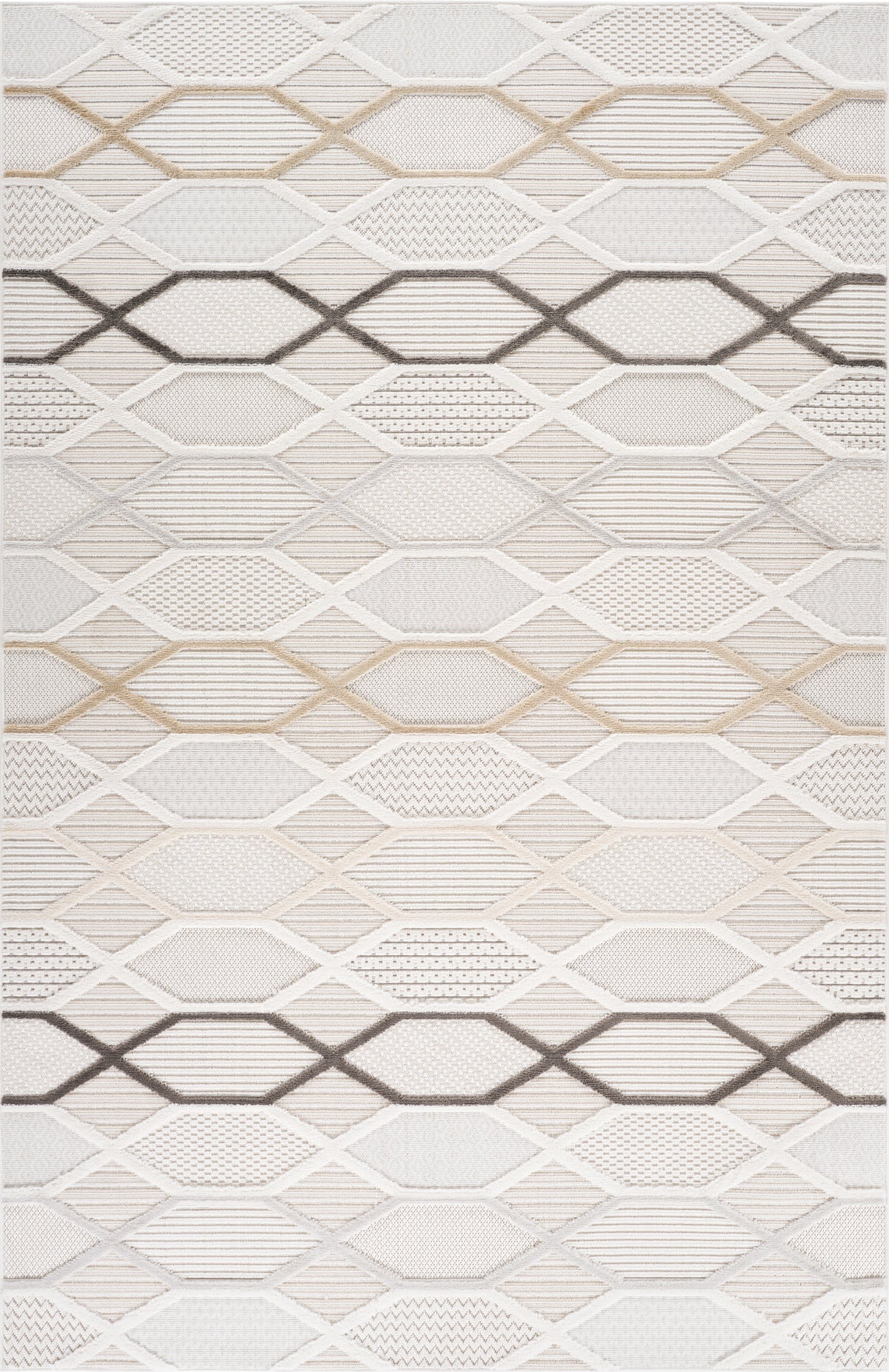 Solin Geometric Contemporary Cream and Beige Indoor Rug
