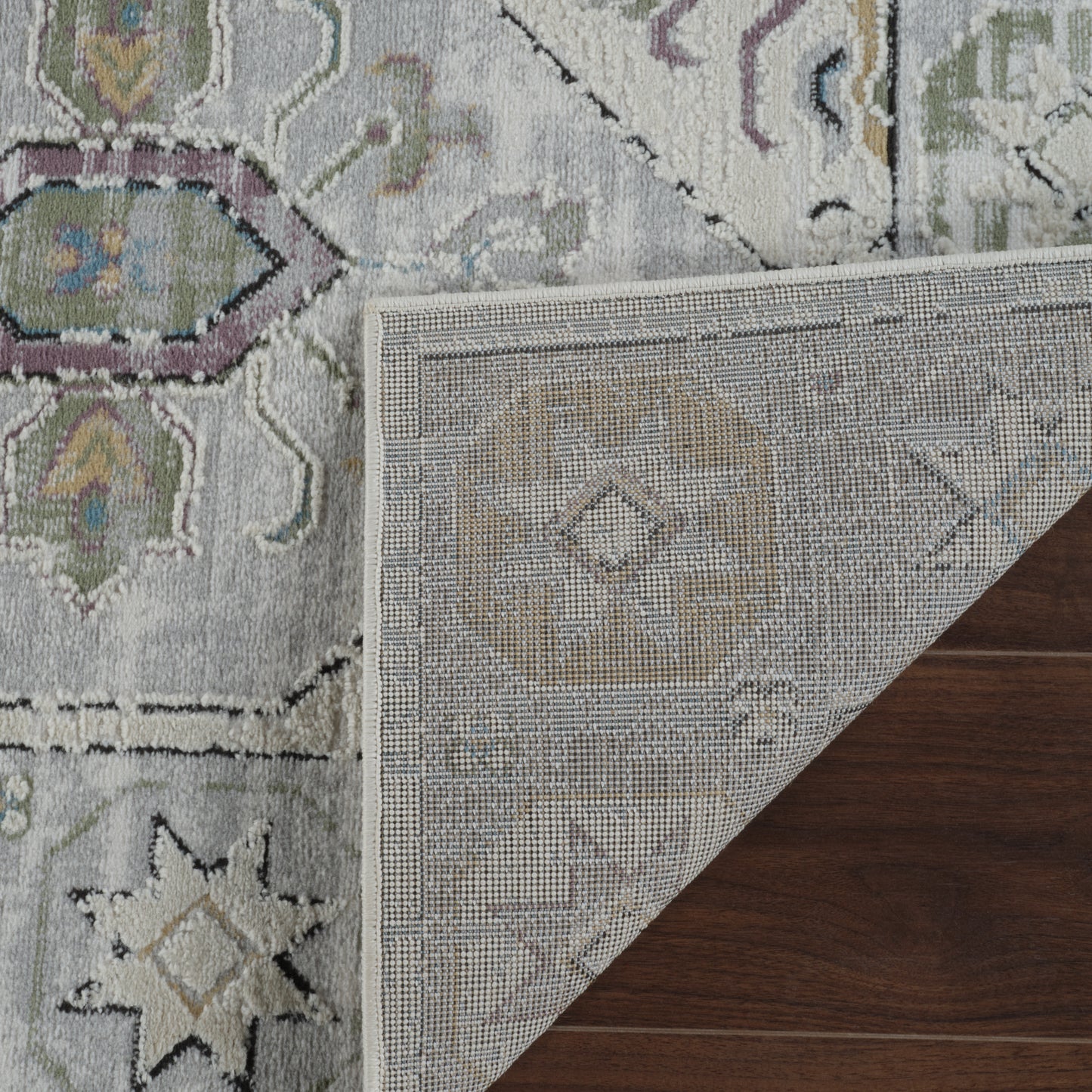 Jinan Tile Medallion Traditional Beige and Grey Indoor Rug-7