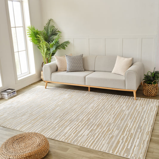 Riva Abstract Contemporary Beige and Brown Indoor Rug