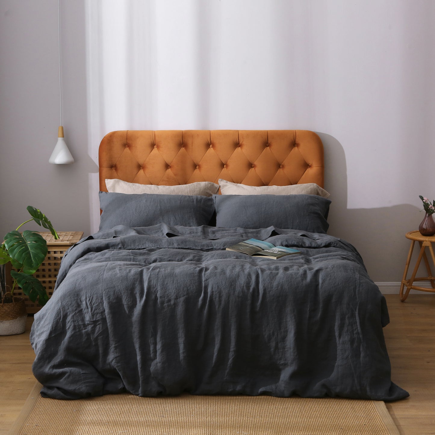 Rug Branch French Linen Charcoal Grey Duvet Cover Set