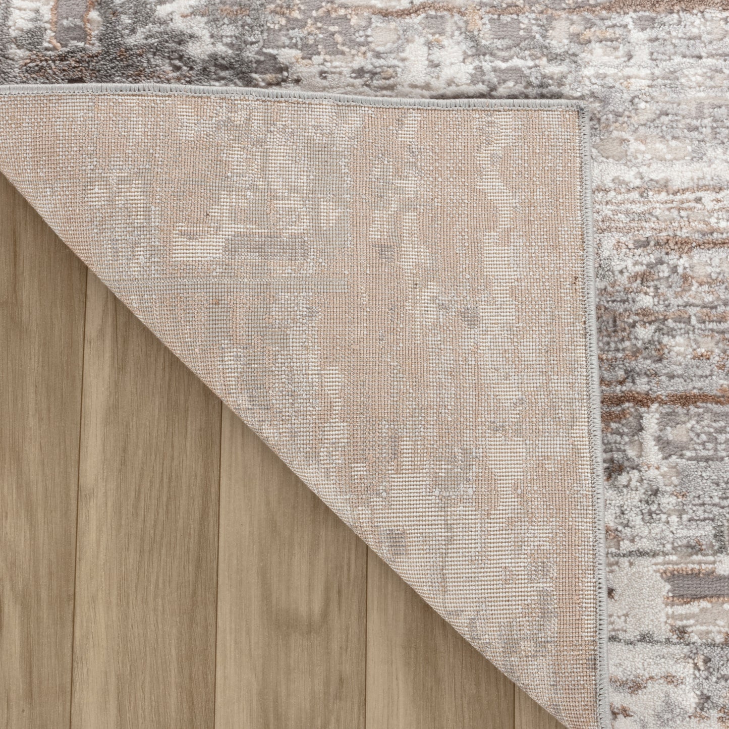 Kora Distressed Geometric Transitional Brown and Grey Indoor Rug