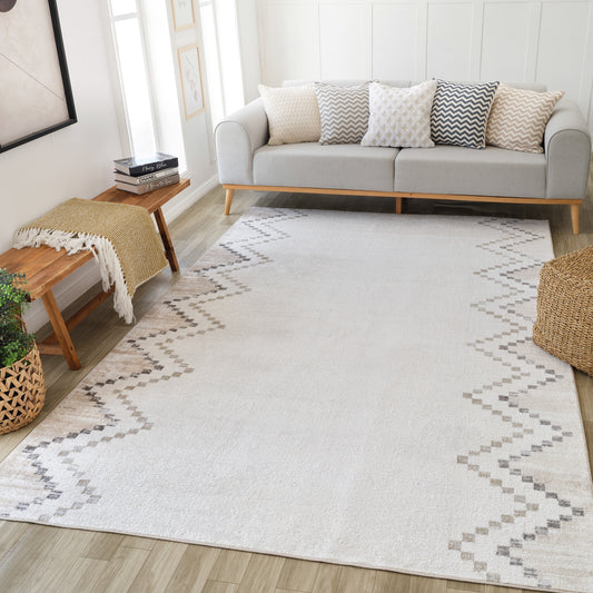 Luma Geometric Contemporary Beige Indoor Rug