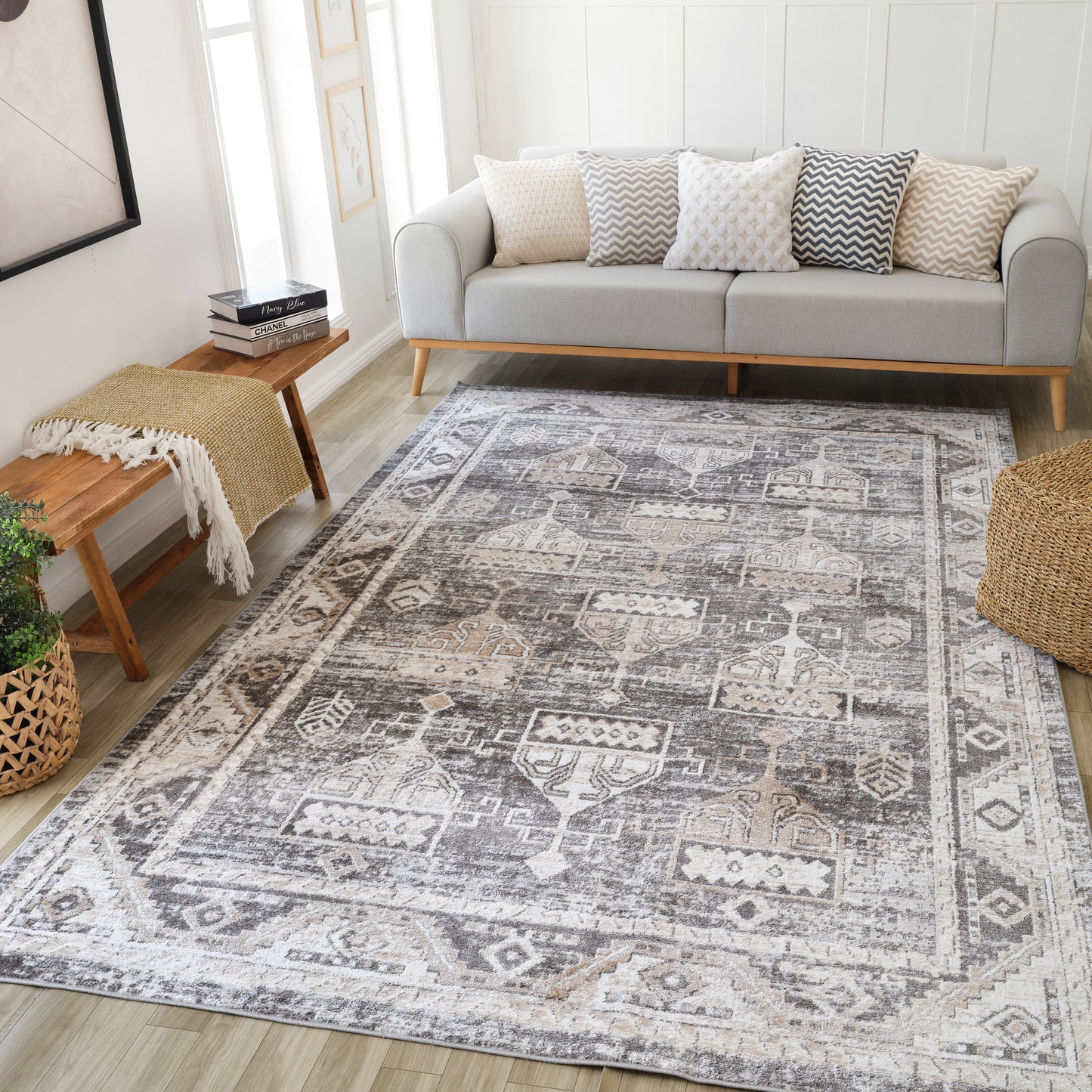 Tapis marron vieilli vintage Cadence