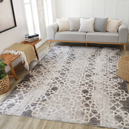Zahra Trellis Contemporary Brown Indoor Rug