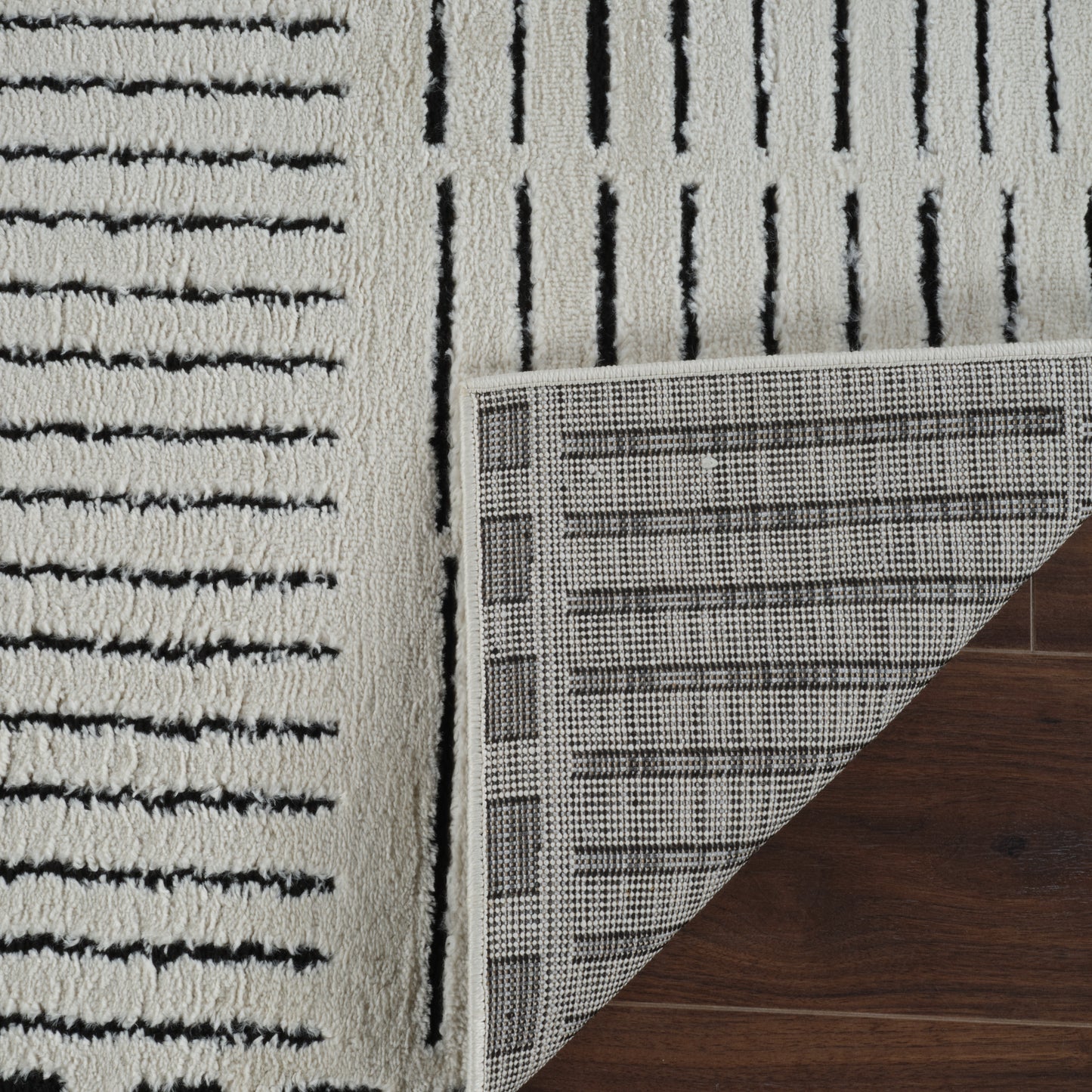 Kawa Abstract Modern Cream and Black Indoor Rug