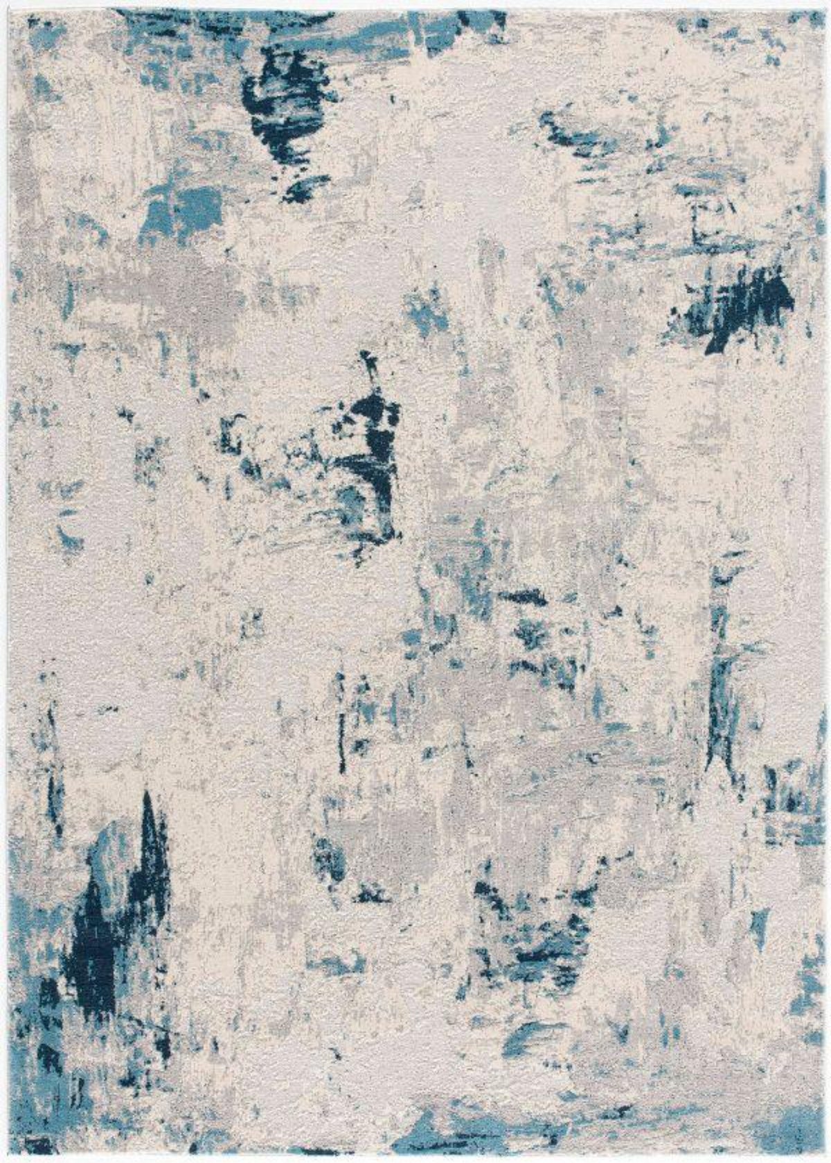 Amara Abstract Contemporary Blue and Cream Indoor Rug