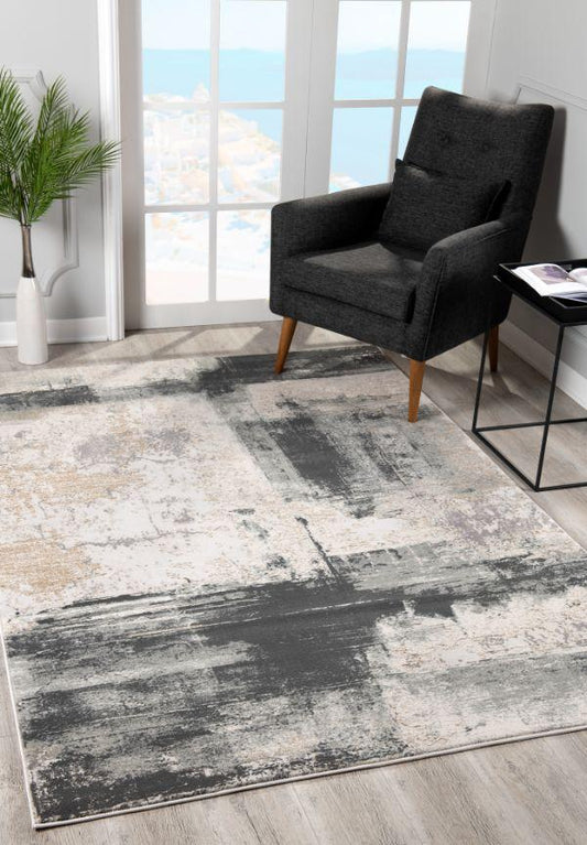 Terano Abstract Contemporary Grey and Beige Indoor Rug