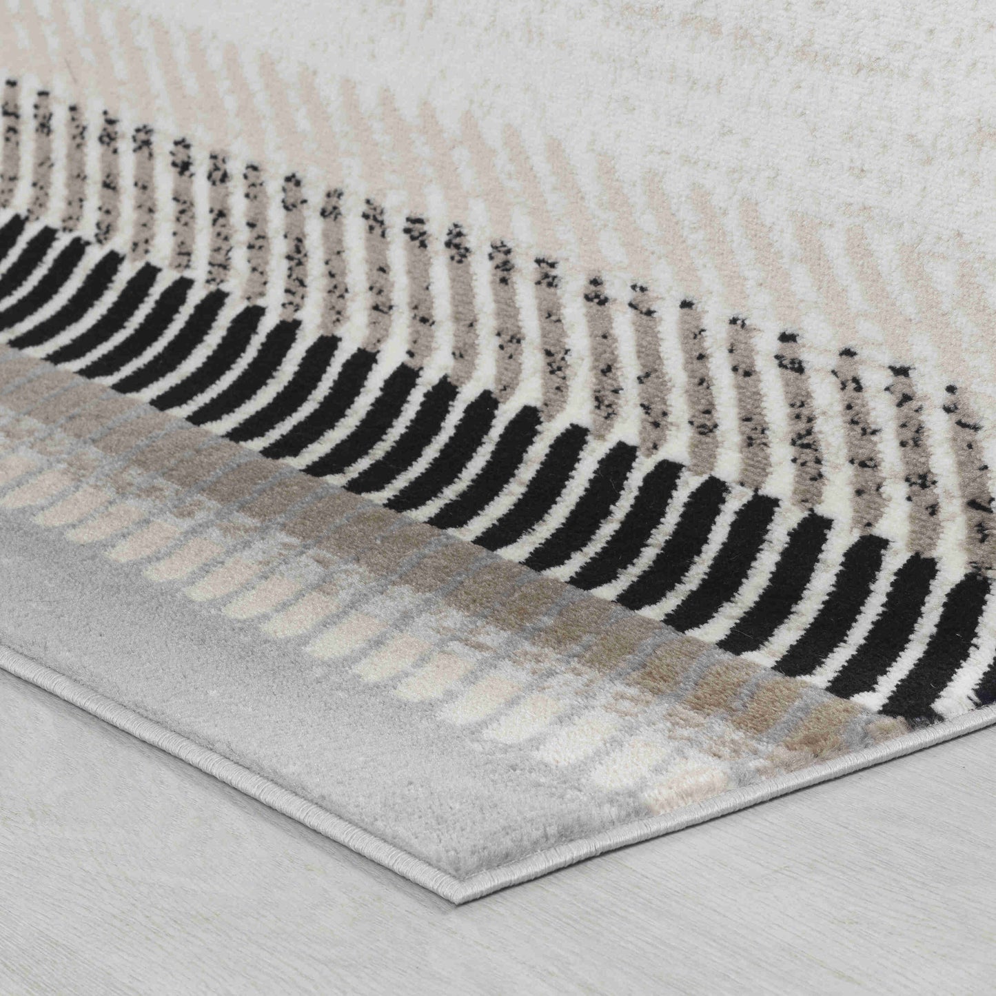 Orion Striped Contemporary Beige and Brown Indoor Rug