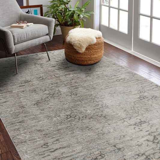 Elio Abstract Distressed Contemporary Beige and Brown Indoor Rug