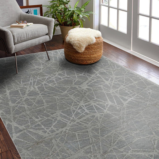 Vetra Abstract Web Contemporary Blue and Beige Indoor Rug