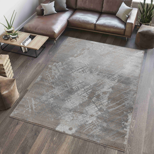 Arden Abstract Contemporary Brown and Grey Indoor Rug