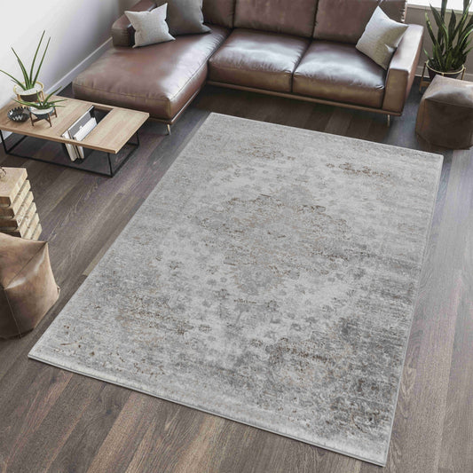 Amina Oriental Traditional Brown and Grey Indoor Rug