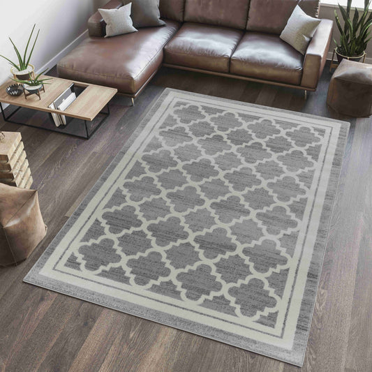Kaya Trellis Traditional Grey Indoor Rug